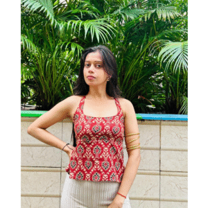 Maroon Handblock Cotton Backless Top – Ethnic Chic Fusion Wear Sale!